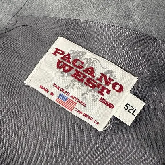 VTG Pagano West Blazer Men 52L Gray Rockabilly Embroidered Yokes El Paso USA NWT